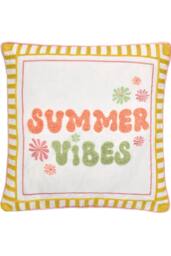 Fusion 'Summer Vibes' Slogan Embroidered Filled Cushion - Size: 43 cm x 43 cm - thumbnail 2