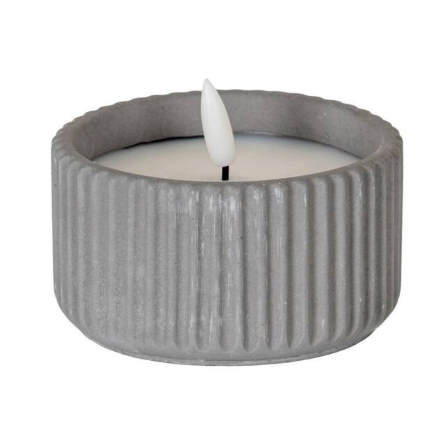 Lemon Pavilion Furniture and Decor Natural Glow Ribbed Small Led Candle - Wax - L9xW9xH5 cm - Grey