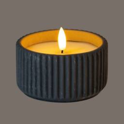 Lemon Pavilion Furniture and Decor Natural Glow Ribbed Small Led Candle - Wax - L9xW9xH5 cm - Grey - thumbnail 2