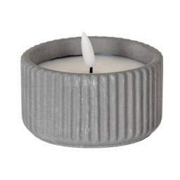 Lemon Pavilion Furniture and Decor Natural Glow Ribbed Small Led Candle - Wax - L9xW9xH5 cm - Grey - thumbnail 1