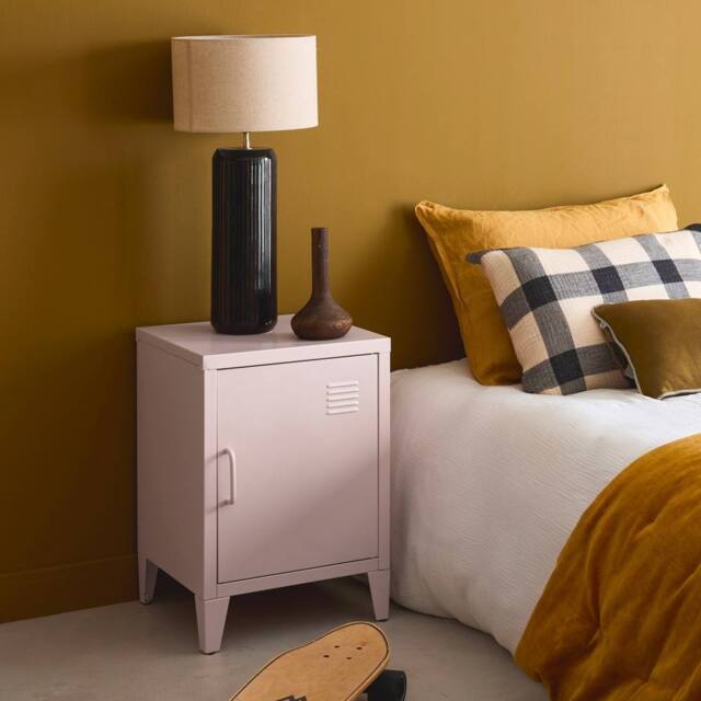 sweeek Industrial metal bedside table with 1 door in Pink - image 1