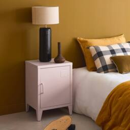 sweeek Industrial metal bedside table with 1 door in Pink - thumbnail 1