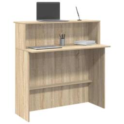 Berkfield Home Reception Desk Sonoma Oak 100x50x103.5 cm Engineered Wood in Light Oak - thumbnail 2