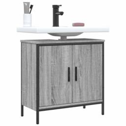 Berkfield Home Bathroom Sink Cabinet Grey Sonoma 60x30x60 cm Engineered Wood - Size: 60 x 30 x 60 cm - thumbnail 2