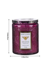 Living and Home Embossing Glass Cup Soy Wax Scented Candle with Lid in Purple - thumbnail 2