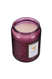 Living and Home Embossing Glass Cup Soy Wax Scented Candle with Lid in Purple