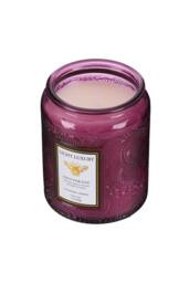 Living and Home Embossing Glass Cup Soy Wax Scented Candle with Lid in Purple - thumbnail 4