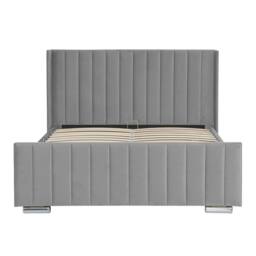 Harmin Luxury 4ft6 Double sized Grey Plush Velvet Ottoman Winged bed - Size: EU Double - thumbnail 5