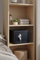 Living and Home 6L Mini Mechanical Lock Safe Home Office Security Box with Keys in Black