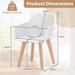 VOGREX White 2 Pack Indoor Arm Accent Kitchen Chairs - thumbnail 2