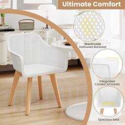 VOGREX White 2 Pack Indoor Arm Accent Kitchen Chairs - thumbnail 6