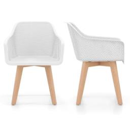 VOGREX White 2 Pack Indoor Arm Accent Kitchen Chairs