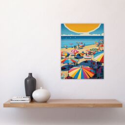 Artery8 The Midday Sun Saint-Tropez By Goeff Turner Giant Sunrise Sun Kissed Shores Playful Beachside Artwork Seaside Bathroom Unframed Wall Art - thumbnail 4