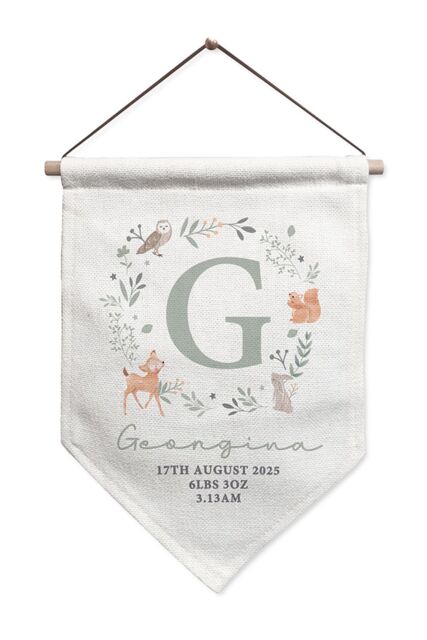 Personalised Memento Company Personalised New Baby Wall Art Banner in White - image 1