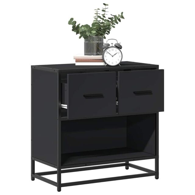Berkfield Home Bedside Cabinet Black 60x31x60 cm Engineered Wood & Metal - Size: 60 x 31 x 60 cm - image 1
