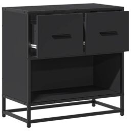 Berkfield Home Bedside Cabinet Black 60x31x60 cm Engineered Wood & Metal - Size: 60 x 31 x 60 cm - thumbnail 8