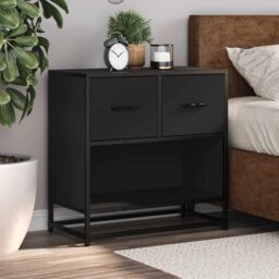 Berkfield Home Bedside Cabinet Black 60x31x60 cm Engineered Wood & Metal - Size: 60 x 31 x 60 cm - thumbnail 4