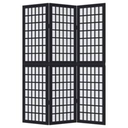 Berkfield Home Room Divider 3 Panels Black Solid Wood Paulownia - thumbnail 4