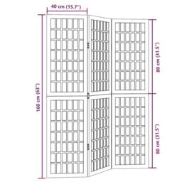 Berkfield Home Room Divider 3 Panels Black Solid Wood Paulownia - thumbnail 8
