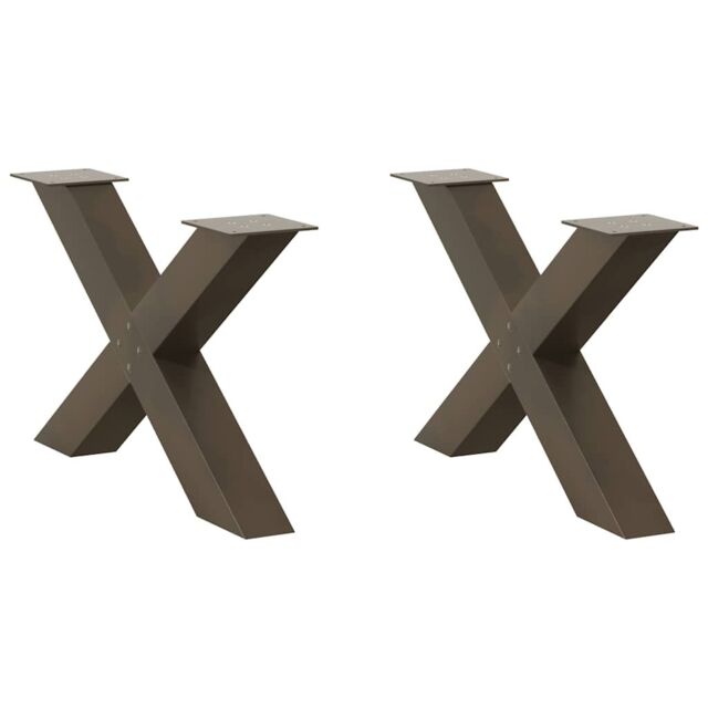 Berkfield Home Coffee Table Legs X-Shaped 2 pcs Natural Steel 70x(42-43) cm Steel in Brown - image 1