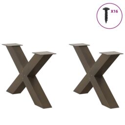 Berkfield Home Coffee Table Legs X-Shaped 2 pcs Natural Steel 70x(42-43) cm Steel in Brown - thumbnail 3