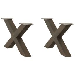 Berkfield Home Coffee Table Legs X-Shaped 2 pcs Natural Steel 70x(42-43) cm Steel in Brown - thumbnail 1