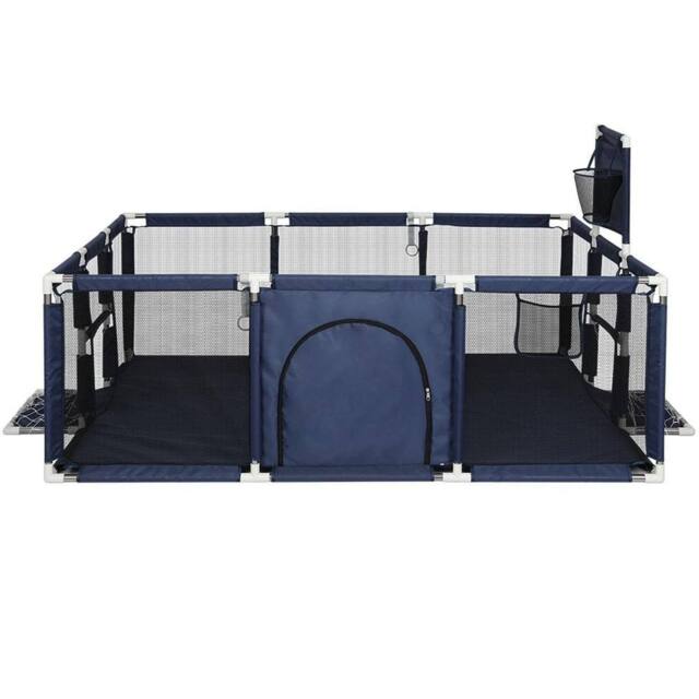 FLAVORA Kids Playpen with Zipper Door in Dark Blue - Size: 0.6m2 - image 1