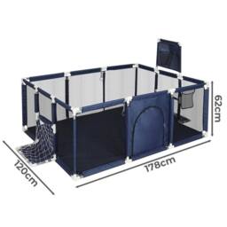 FLAVORA Kids Playpen with Zipper Door in Dark Blue - Size: 0.6m2 - thumbnail 2