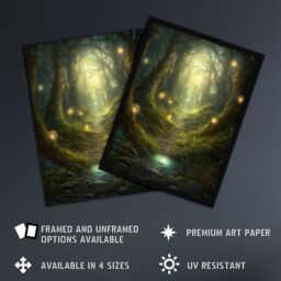 Artery8 Wall Art Print Enchanted Forest Path Oil Painting Fantasy Landscape Fairy Land Lanterns Moss Covered Trees Colourful Magical Nature Mystical - thumbnail 2