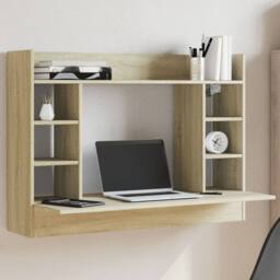 Berkfield Home Wall-Mounted Desk Sonoma Oak 105x48x75 cm Engineered Wood in Light Tan - Size: 105 x 48 x 75 cm - thumbnail 2