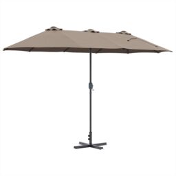 Berkfield Home Garden Parasol Taupe 380 x 196 x 235 cm Powder-coated steel - thumbnail 8