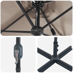 Berkfield Home Garden Parasol Taupe 380 x 196 x 235 cm Powder-coated steel - thumbnail 9