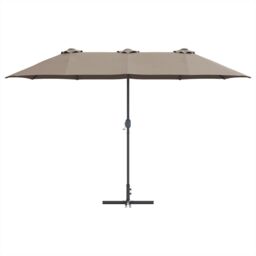 Berkfield Home Garden Parasol Taupe 380 x 196 x 235 cm Powder-coated steel - thumbnail 5
