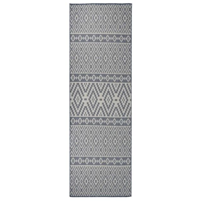 Berkfield Home Outdoor Flatweave Rug 80x250 cm Blue Stripes - Size: Medium - image 1