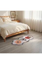 Living and Home Irregular-shaped Rug with Floral Pattern in White - Size: Small - thumbnail 3