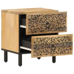Berkfield Home Bedside Cabinets 2 pcs 40x33x46 cm Solid Wood Mango in Brown - Size: 40 x 33 x 46 cm - thumbnail 4