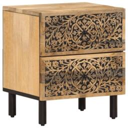 Berkfield Home Bedside Cabinets 2 pcs 40x33x46 cm Solid Wood Mango in Brown - Size: 40 x 33 x 46 cm - thumbnail 5
