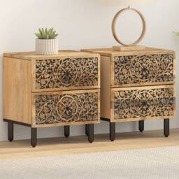 Berkfield Home Bedside Cabinets 2 pcs 40x33x46 cm Solid Wood Mango in Brown - Size: 40 x 33 x 46 cm - thumbnail 1