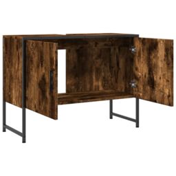Berkfield Home Bathroom Sink Cabinet Smoked Oak 80x33x60 cm Engineered Wood in Brown - Size: 80 x 33 x 60 cm - thumbnail 6