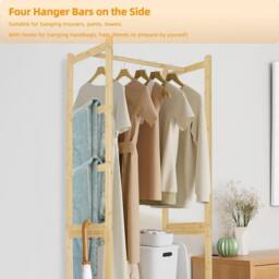 KORVIXA Freestanding Bamboo Clothes Rack in Brown - thumbnail 4