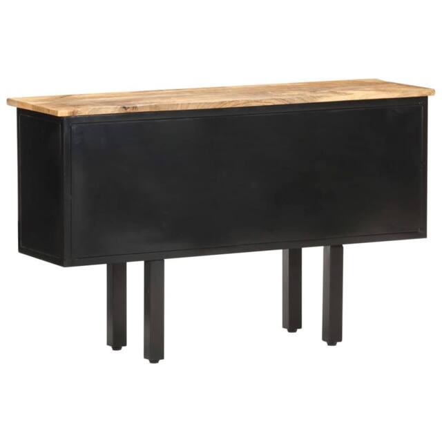 Berkfield Home Sideboard 110x30x65 cm Solid Rough Mango Wood & Steel in Black - Size: 110 x 30 x 65 cm - image 1