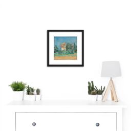 Artery8 Cezanne Pigeon Tower At Bellevue 8X8 Inch Square Wooden Framed Wall Art Print Picture with Mount in Black - thumbnail 2