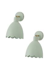 ValueLights Millie Pair of Flower Style Scallop Adjustable Wall Lights & Bulbs in Pale Green - thumbnail 1