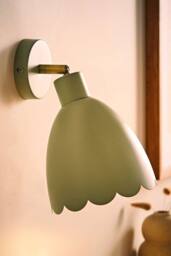 ValueLights Millie Pair of Flower Style Scallop Adjustable Wall Lights & Bulbs in Pale Green - thumbnail 2