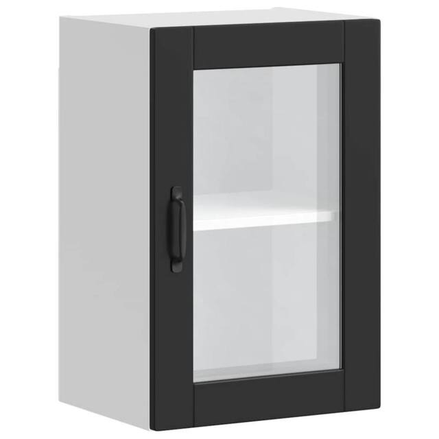 Berkfield Home Kitchen Wall Cabinet with Glass Door¬†Porto Black - image 1