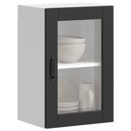 Berkfield Home Kitchen Wall Cabinet with Glass Door¬†Porto Black - thumbnail 2
