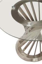 Orsina Anzio Clear Glass Top & Silver Hourglass Base Dining Table - thumbnail 2