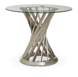 Orsina Anzio Clear Glass Top & Silver Hourglass Base Dining Table - thumbnail 6