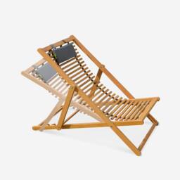 sweeek Pair Of Slatted Wooden Deck Chairs in Light Brown - thumbnail 2