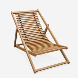 sweeek Pair Of Slatted Wooden Deck Chairs in Light Brown - thumbnail 4